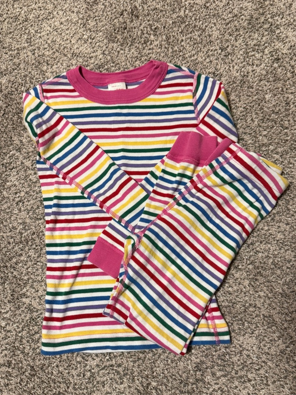 Hanna Andersson Rainbow Stripe Pajama Set with Pink Trim